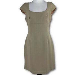 BCBG MaxAzria essentials pencil dress size 8 tan square neck vintage 90s